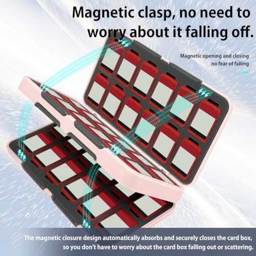 ONETIAOLONG Switch Game Case Holder for Switch 2 & OLED & Lite with 48 Cartridge Slots and 96 Micro SD Card Storage with Magnetic Closure,Protective Hard Shell and Soft Lining for Easy carrying - color: Pink, style: 48-slots