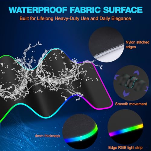 TARKARI Magnetic Wireless Charging RGB Mouse Pad, Large Gaming Desk Mat Waterproof, 31.5"x11.8" Black Mousepad, Ultra-Smooth Surface, Non-Slip Rubber Base, Desk Pad for Keyboard Laptop - color: Black
