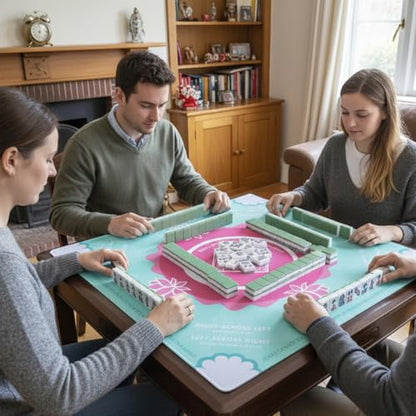 Mahjong Mat for Table,31.5 * 31.5in 3mm，Non-Slip, Silent. | Mahjong Mat with Rules with Storage Bag， Reduction Gaming Mat for Mahjong, Poker, Board Games, Dominoes.(Green) - color: Green