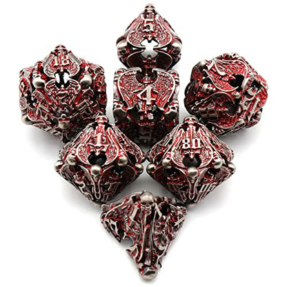 DND Dice, Metal Dice Set D&D Dungeons and Dragons Dices, Hollow Dice Set Polyhedral Dice Role Playing Dice Gaming D and D Dice for Board Game RPG (Angel Blood) - color: Angel Blood