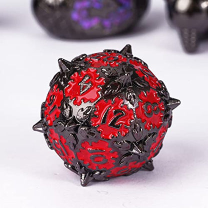 UDIXI Metal DND Dice Set 7PCS D&D Polyhedral Dice Set for Tabletop Games | Metal Gift Box, DM Gift, for Dungeons and Dragons Games Tabletop Games - color: Dg-black With Red Number
