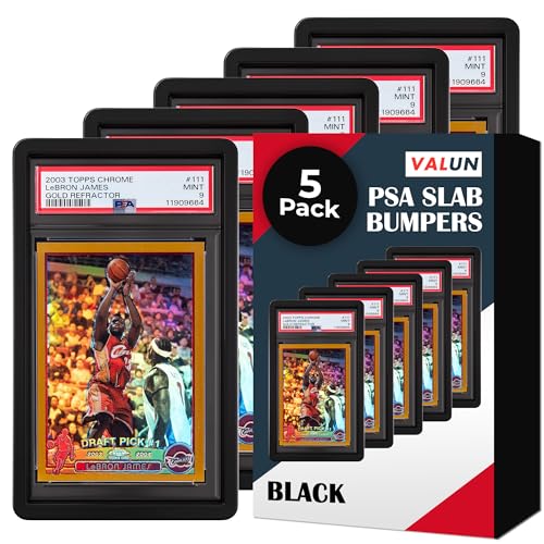 VALUN 5 Pack Black Slab Guards Fits PSA Slabs - PSA Slab Guard Hard TPU PSA Slab Protector for Graded Cards – PSA Slab Bumper Guard for graded slabs – Slab Protector for PSA Cards - color: (5) Blackout Edition