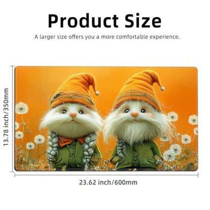 for MTG Playmat TCG Card Game Mat with Stitched Edges,Board Game Mats Non-Slip Waterproof Rubber Base 24 x 14 inch for CCG RPG DTCG Trading Card,Gnome Garden Dandelion - color: Gnome Garden Dandelion