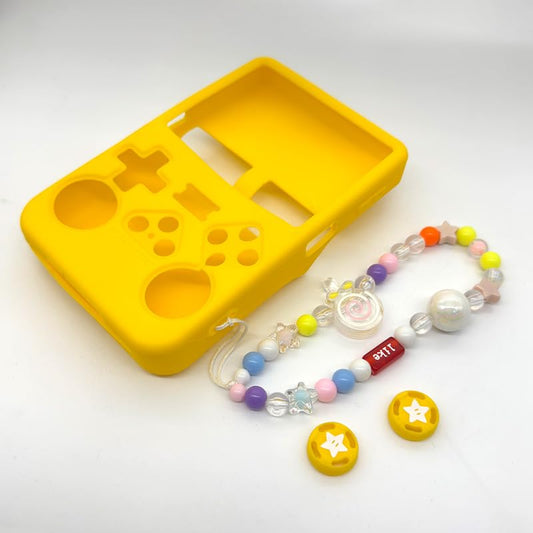 Silicone Case for R36S Handheld Game Console Protective Case with Lanyard Button Cover Accessory for Gift (Yellow) - color: Yellow