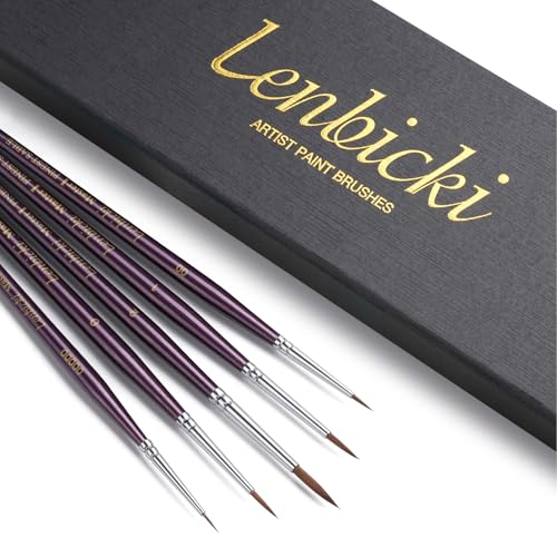 Kolinsky Sable Brushes Miniature 5PCS Professional Fine Detail Micro Artist Paint Brush Set for Watercolor, Acrylic, Oil, Model, Paint by Numbers