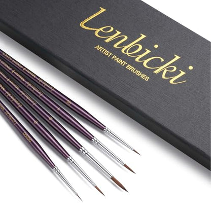 Kolinsky Sable Brushes Miniature 5PCS Professional Fine Detail Micro Artist Paint Brush Set for Watercolor, Acrylic, Oil, Model, Paint by Numbers