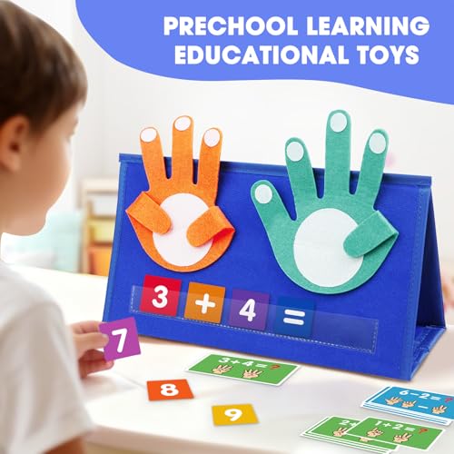 Auchq Preschool Learning Toys for Toddlers 3 4 5 Years Old, Montessori Educational Math Manipulates Number Counting Blocks for Kids, Finger Counting Math Desktop Toy for Boys Girls Birthday Gifts.