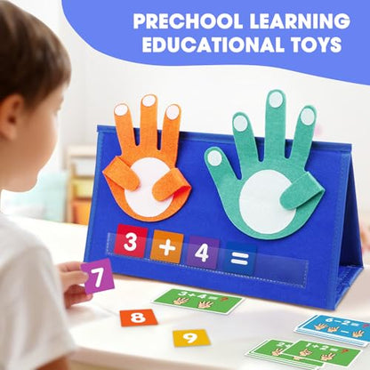 Auchq Preschool Learning Toys for Toddlers 3 4 5 Years Old, Montessori Educational Math Manipulates Number Counting Blocks for Kids, Finger Counting Math Desktop Toy for Boys Girls Birthday Gifts.
