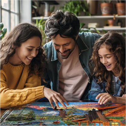 White Mountain 1000 Piece Jigsaw Puzzle Scene Summer Cabin, Lake Retreat | Large Pieces, Gift for Adults and Family, 24"x30" in, Large