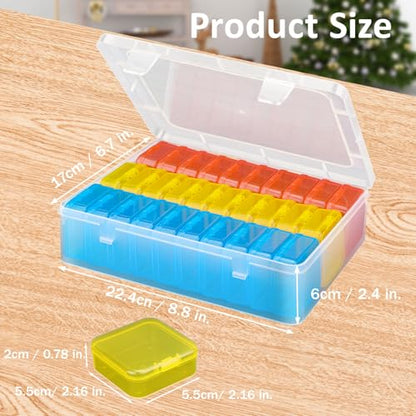Mathtoxyz Bead Organizer Box(Red,Yellow,Blue), 62Pcs Small Bead Organizers and Storage Plastic Cases Mini Clear Containers Boxes with Hinged Lid and Rectangle for Bracelet Making DIY Jewelry Craft - size: BlueRedYellow - 2P