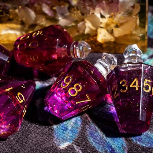 7PCS Potion DND Dice Set,Transparent Sharp Edge Die Set D&D RPG Polyhedral Dice,for Dungeons and Dragons TTRPG Games Roleplaying Games.(Deep Purple) - color: Deep Purple