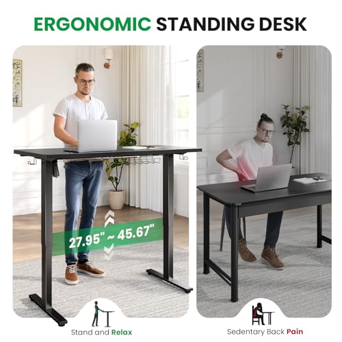 SIAGO Electric Standing Desk Adjustable - 63 x 24 Inch Sit Stand up Desk with Cable Management - 3 Memory Preset Adjustable Height Table | Smooth Height Adjustment, 200lbs Stability, 3 Memory Presets, Cable Management, Pre-Labeled Easy Assembly - color: B