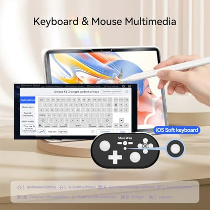 ShanWan Wireless Mini Controller for Switch, PC, iOS, Android, Supports Keyboard Mode for iPad Procreate (Black) - color: Black