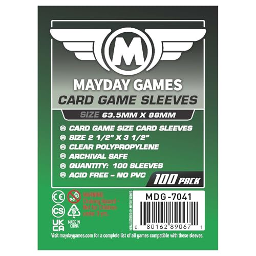 Mayday Games Standard Card Sleeves 63.5x88mm - 2 1/2" X 3 1/2 Clear Polypropylene, 40 Micron, 100 Standard Board Game Card Sleeves- MDG-7041 - size: Standard, style: Splendor