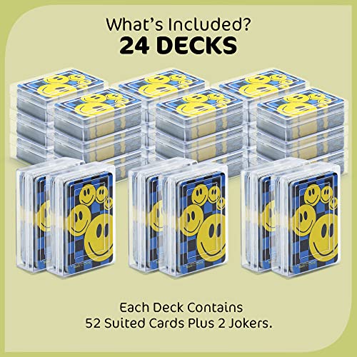24 Pack Mini Playing Cards Bulk – Poker Cards Decks for Kids, Small Deck of Cards with Smiley Faces, Miniature Casino Game Packs, Cool Party Favors, & Novelty Gifts, 2.25’’ Tall - style: Pack of 24