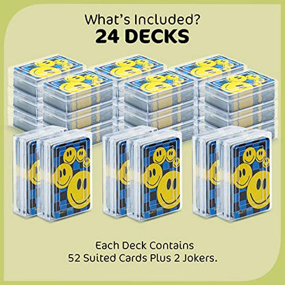 24 Pack Mini Playing Cards Bulk – Poker Cards Decks for Kids, Small Deck of Cards with Smiley Faces, Miniature Casino Game Packs, Cool Party Favors, & Novelty Gifts, 2.25’’ Tall - style: Pack of 24
