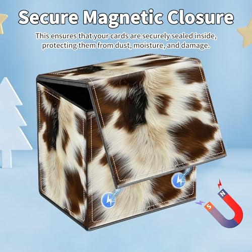 Card Deck Box for MTG Commander,Collectible Trading Storage Box Fits 120+ Single Sleeved Cards Magnetic Case PU Leather for Magic Commander TCG CCG MTG,Brown Fur Pattern - color: Brown Fur Pattern
