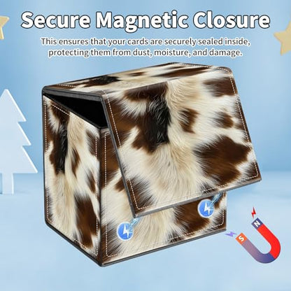 Card Deck Box for MTG Commander,Collectible Trading Storage Box Fits 120+ Single Sleeved Cards Magnetic Case PU Leather for Magic Commander TCG CCG MTG,Brown Fur Pattern - color: Brown Fur Pattern