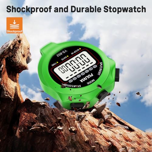 Stopwatch Timer, Digital Stop-Watch for Sports, Green | Multi-function Stopwatch with Single Split/Lap Timing, Button Beep Alarm Clock, Ideal for Coaches Kids PE-teacher - color: Green