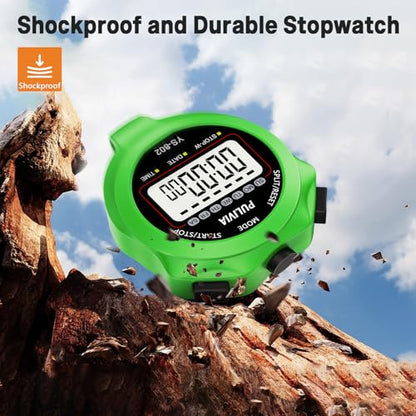 Stopwatch Timer, Digital Stop-Watch for Sports, Green | Multi-function Stopwatch with Single Split/Lap Timing, Button Beep Alarm Clock, Ideal for Coaches Kids PE-teacher - color: Green