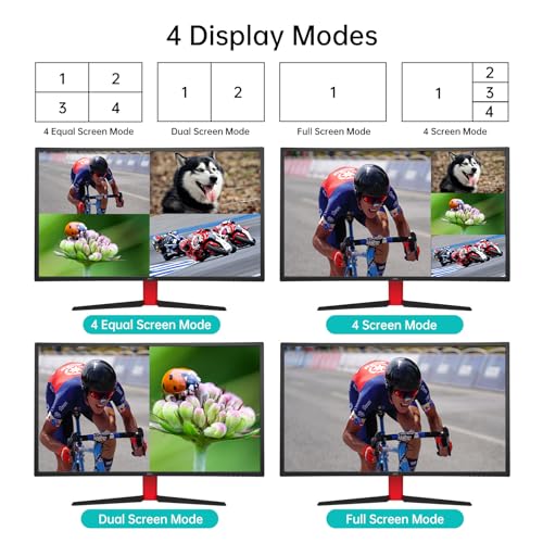 MT-VIKI 4K HDMI Multiviewer 4x1 w/IR Remote, 4K@30Hz Seamless HDMI Switcher 4 in 1 Out for PS4/PS5/Security Camera - size: 4x1 w/ IR Remote