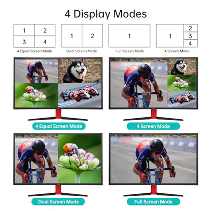 MT-VIKI 4K HDMI Multiviewer 4x1 w/IR Remote, 4K@30Hz Seamless HDMI Switcher 4 in 1 Out for PS4/PS5/Security Camera - size: 4x1 w/ IR Remote