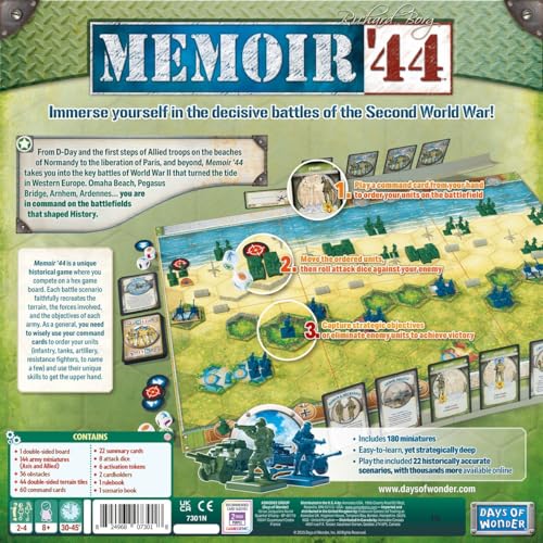 Memoir '44 Board Game - WWII Historical Board Game of Epic Battles! Tabletop Miniatures Strategy Game for Kids & Adults, Ages 8+, 2-8 Players, 30-60 Minute Playtime, Made by Days of Wonder