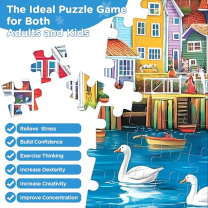 Jigsaw Puzzles 300 Pieces for Adults Sea Seagull 300 Piece Puzzles for Kid | Building Puzzle for Kids Ages 8-10 10-12,Recycled Paper Puzzle 300 Pieces,Home Decors Family Challenge Toys - style: Sea