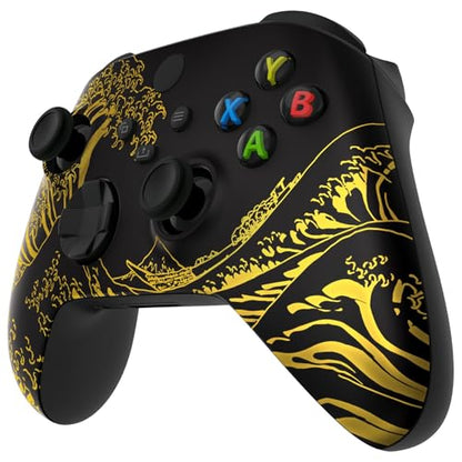 Stealth Controllers Wireless Controller for Xbox Series S, Xbox Series X, Xbox One - Soft Touch Feel - Custom Series S/X Controller (Black/Gold Waves) - color: Black/Gold Waves