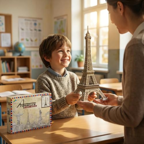 Architecture World Famous of 3D Puzzle.Build Your Own Collection of 17 Global Landmarks (Notre Dame, Colosseum) - Educational DIY Model Kit for Kids & Adults. (Eiffel Tower) - color: Eiffel Tower