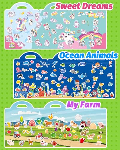 Walenced Reusable Sticker Book for Toddlers, Travel Stickers for Kids, Toddler Craft Activities Toys, Birthday Gifts for Boys & Girls - style: Collection