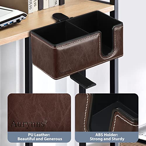 Desk Cup Holder Clip on Pen Holder Headphone Hanger Headset Stand Rotatable Clamp Hook Under Desk (Brown) - color: Brown