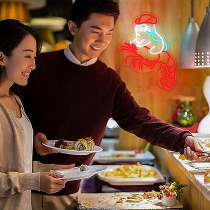 Cat Cowboy Lobster Neon Sign Dimmable Cowboy Shrimp LED Neon Light Cat Crawfish Light Up Sign for Wall Decor Home Club Party Hotel Bar Restaurant - style: Cat Cowboy Lobster