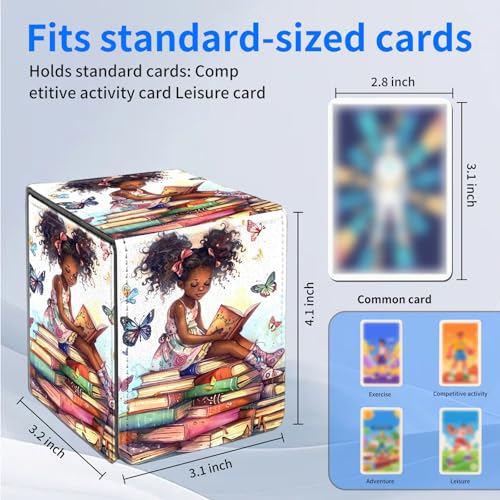 for MTG Deck Box, Commander Deck Case Fits 100 Double Sleeved Cards, PU Leather Storage Box, Compatible with Magic/TCG/PTCG/EDH/Sport Cards,American girl - color: American girl