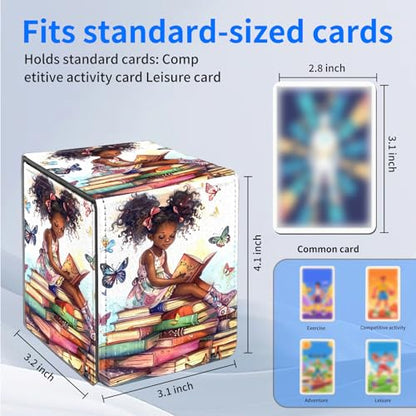 for MTG Deck Box, Commander Deck Case Fits 100 Double Sleeved Cards, PU Leather Storage Box, Compatible with Magic/TCG/PTCG/EDH/Sport Cards,American girl - color: American girl