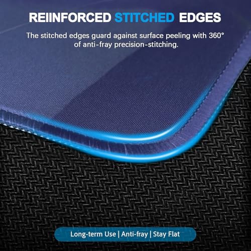 Gaming Mouse Pad, Large Pad with Non-Slip Rubber Base, Waterproof Mousepad with Stitched Edges, XXL Computer Long Keyboard Mouse Mat for Gamer, Office & Home, 31.5" x 15.7", Marble Blue - color: Marble Blue, size: 31.5 inches x 15.7 inches