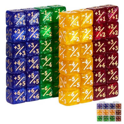 SIXPOINTS 48Pcs 12mm MTG Counter Dice Plus 1 Life Counters +1/+1 Tokens 4 Color 6 Sided Dice Set with Case for Magic The Gathering, MTG, TCG, Card Games Accessories (Blue &Yellow &Red &Green) - color: Blue &Yellow &Red &Green