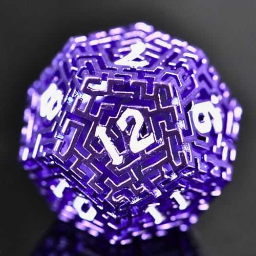 Hollow Metal The Lost Maze DND Dice Set with an Iron Box for DND COC Role Playing dice Games and Board Games Gift (Purple) - color: Metal Maze Purple