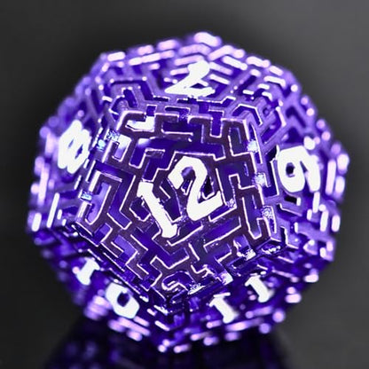 Hollow Metal The Lost Maze DND Dice Set with an Iron Box for DND COC Role Playing dice Games and Board Games Gift (Purple) - color: Metal Maze Purple