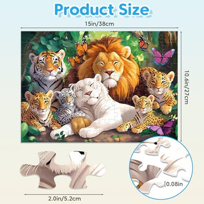 Jeacirio Kids Puzzles Ages 5-8 - Wild Animals Puzzles 100 Piece Jigsaw Puzzles for Kids Ages 4-6 Toddler Puzzle, World of Animals Collection Puzzles Gift Educational Toys for Boys and Girls 4-Pack - style: World of Animals