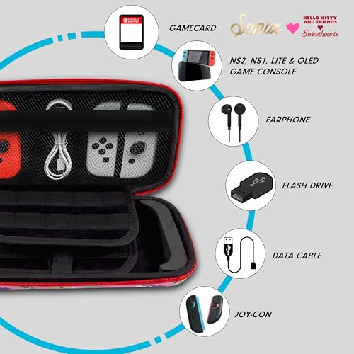 Sonix x Sanrio Carrying Case for Nintendo Switch 2, Protective Travel Case with Game Cartridge Storage | Hello Kitty and Friends x Sweethearts - color: Sanrio x Sweethearts