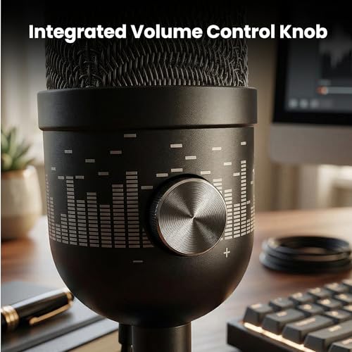 Gearlux USB Condenser Microphone | Cardioid Streaming & Podcast Mic | Plug-and-Play | One-Tap Mute with Stand