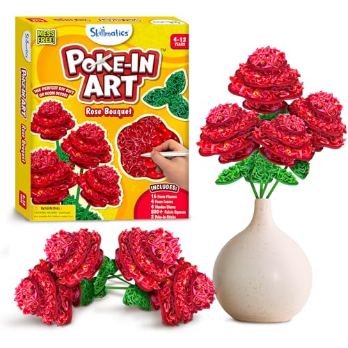 Skillmatics Poke-in Art – DIY Rose Bouquet, Wood Craft Kits | Mess-Free Fun for Kids, Creative Activity, Gifts for Girls & Boys Ages 4, 5, 6, 7, 8, 9, 10, 11, 12 - style: 8. Rose Bouquet
