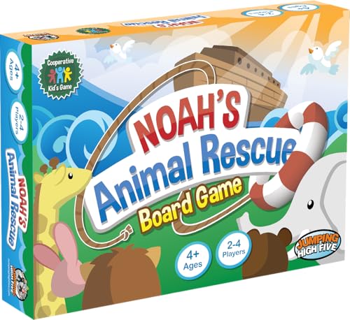Noah's Animal Rescue Cooperative Bible Board Game for Kids Ages 4 and Up | No reading required, easy to learn. Bible-story theme, kids work together to rescue animals. Perfect for family game night.