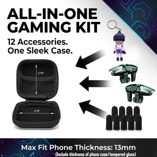 Mikirini 13 in 1 PUBG Mobile Phone Controller Combo, L2R2 4 Gaming Triggers | For Call of Duty/Free Fire/Fortnitee, compatible with iPhones & Android Cell Phones, 6 fingers operation, max thickness 13mm - color: Girl