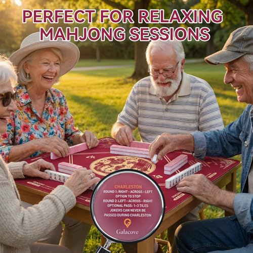 Mahjong Mat for Table, 33''x33'' Non-Slip Noise Reduction American Mahjong Mat with Printed Rules and Carrying Bag, Table Cover for Poker, Blackjack, Board Games, Dominoes and Cards - color: Dragon and Phoenix