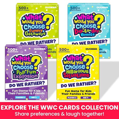 QUOKKA 4-Pack Card Game – 2000+ Hilarious Questions – Funny Family & Party Board Games for Kids, Teens, Adults – Travel, Pop Culture, Daily Life & Situations – What Would You Choose Challenges Ages 8+ - color: 6. Hilarious Situations Set of 4