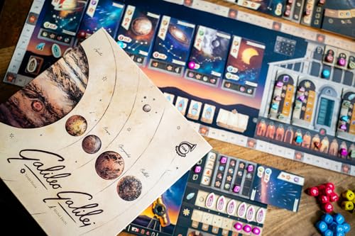 Capstone Games Galileo Galilei Strategy Board Game for Adults & Family,1-4P | Euro-Style Astronomy Strategy Board Game, Educational Space Exploration Game, Historical Scientific Game for Ages 14 - style: Galileo Galilei