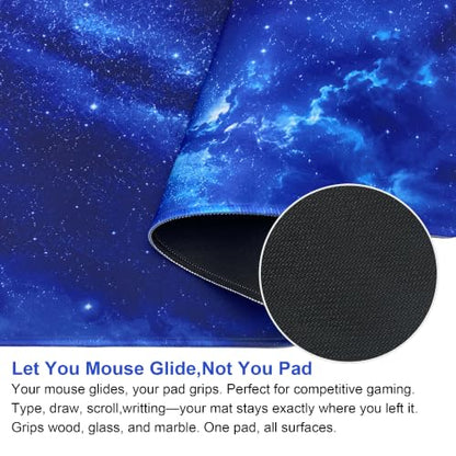 Noise Reduction Large Mouse Pad-70x30 Bluesky | Non-Slip Rubber Base 27.5x11.8IN Computer Desk Mat for PC,Mac,Laptop-Stitched Edges and Smooth Surface for Office,Home,Work - color: 70x30 Bluesky