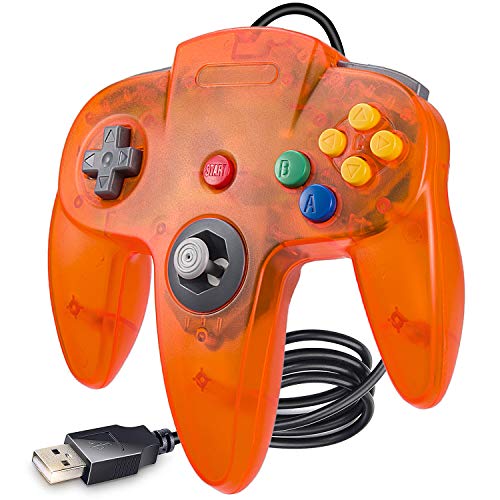 KIWITATA Classic N64 USB Controller, N64 Wired Remote Emulator Game Controller for Windows XP 7 8 11& MAC & Retropie Orange - color: orange